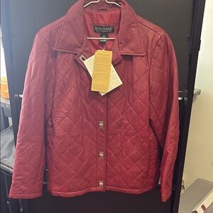 Dialogue Red Puffer Jacket with Quilted Design